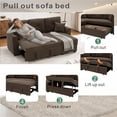 thumbnail image 5 of Leumius L Shaped Sectional Sofa with Pull Out Bed and Storage Chaise, 3 Seater Sectional Couch Convertible Sofa Bed for Small Space, Apartment & Guest Room, Coffee, 5 of 13