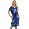 thumbnail image 6 of WBQ Women's Nightgown Sleepshirts Short Sleeve Button Down Nightshirt Crewneck Comfy Polka Dots Loungewear Casual Mid-Length Sleepwear,Dark Blue S, 6 of 8