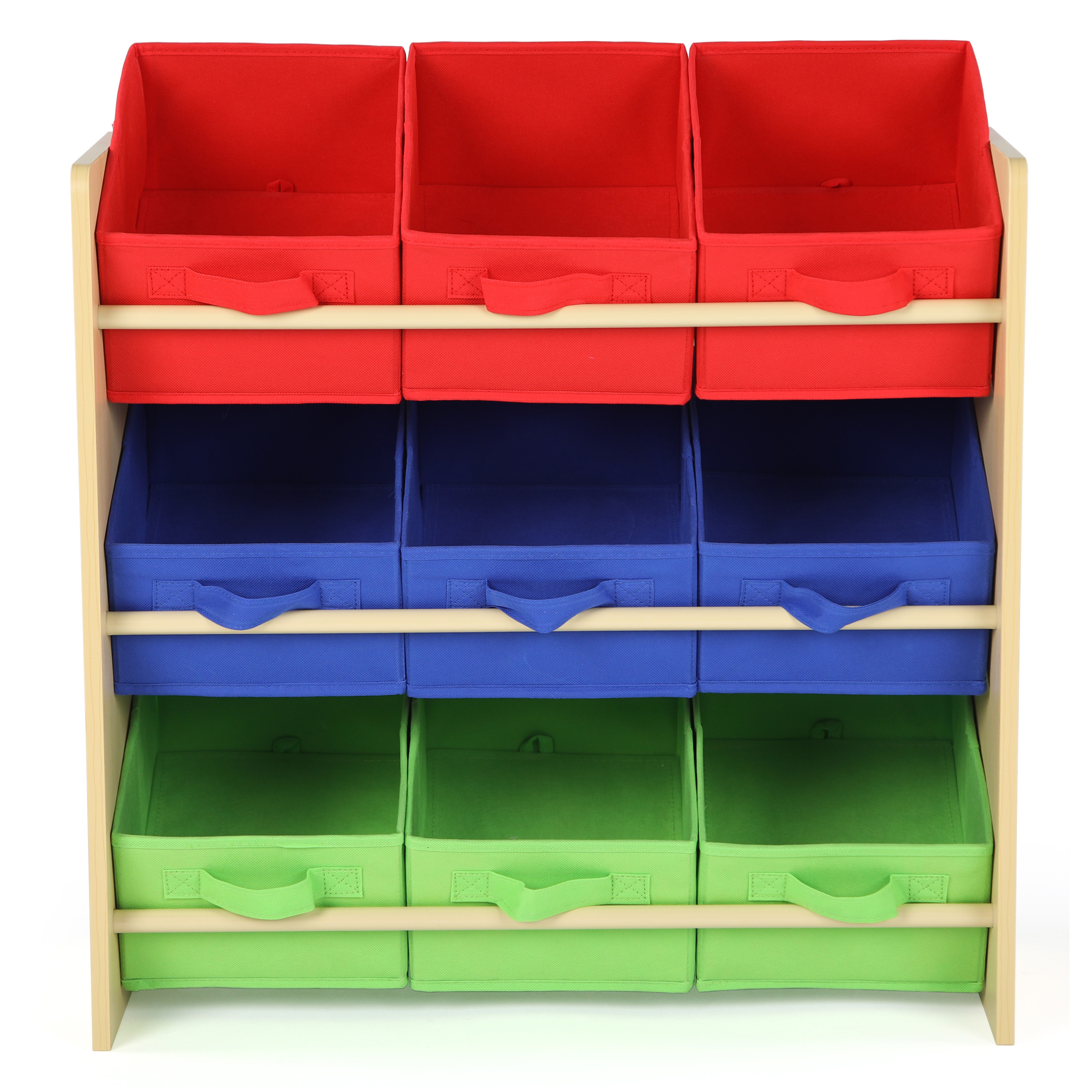 Humble Crew Kids Toy Organizer with 9 Fabric Storage Bins, Natural/Primary