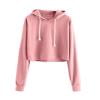 HBYJLZYG Women Cropped Hoodies Super Crop Top,Fashion Women'S Solid Round-Neck Pullover Tops Long Sleeve Hooded Blouse Sweatshirt