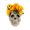 A, variant on Halloween Skull Planter with Artificial Sunflower, Floral Skeleton Table Decor, Plastic Skull Head & Flowers Bonsai Decorations for Party Fireplace Home Indoor Outdoor