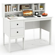 Topbuy Computer Desk Studying Writing Desk Workstation w/Storage Shelf & Drawers for Home Office