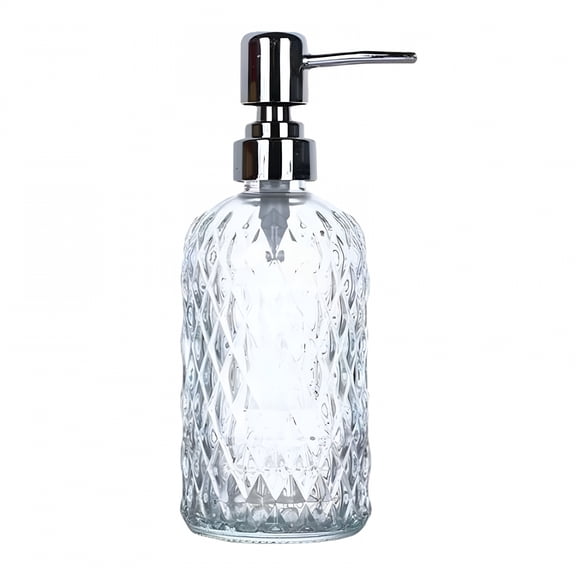 ACDANC Soap Dispenser,Clear Glass Hand Wash Soap Dispenser for Bathroom with Stainless Steel Pump,Decorative Liquid Bottle for Kitchen