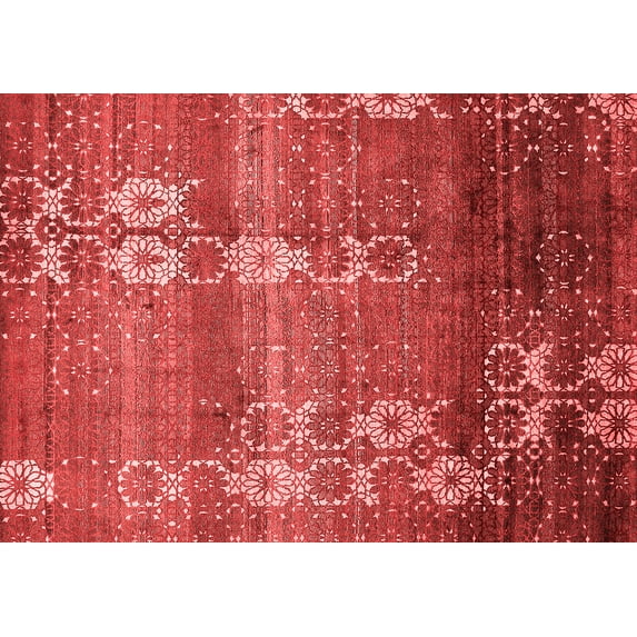 Ahgly Company Indoor Rectangle Abstract Red Modern Area Rugs, 7' x 9'