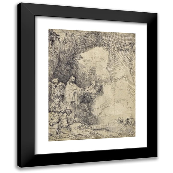 Rembrandt van Rijn 12x14 Black Modern Framed Museum Art Print Titled - The Raising of Lazarus (1642)