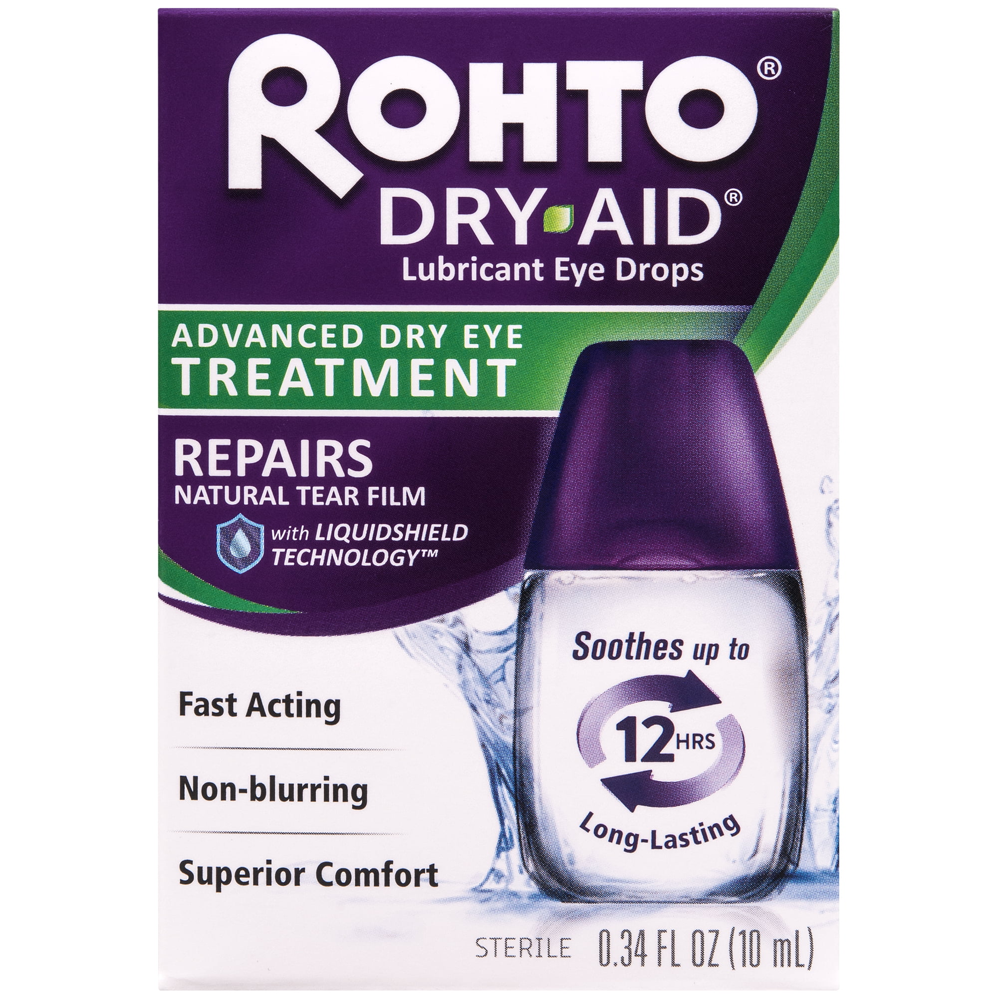 Rohto Dry Aid Dry Eye Relief Lubricant Eye Drops, .34 Oz