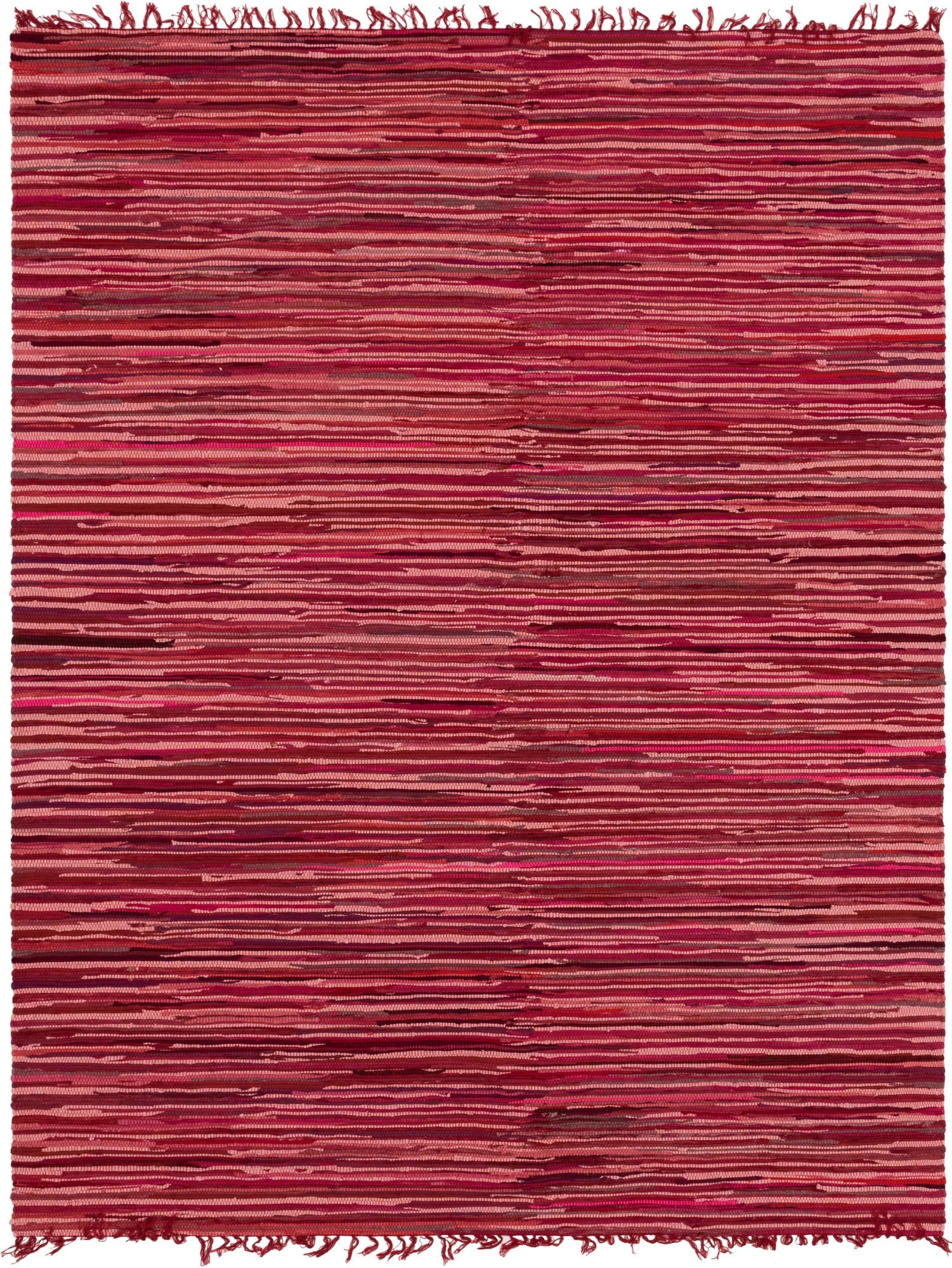 Unique Loom Striped Chindi Cotton Rug Red/Burgundy 8' x 10' Rectangle Hand Made Geometric Modern Perfect For Living Room Bed Room Dining Room Office - image 3 of 6
