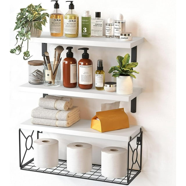 Estantería flotante de pared AMADA HOMEFURNISHING con cesta