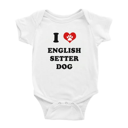 

I Heart English Setter Dog Funny Baby Rompers Bodysuit (White 0-3 Months)