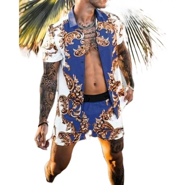Conjunto Camisa Casual Para Hombre Conjunto Playa Hawaiana A