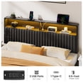 thumbnail image 4 of Greenstell King Size Adjustable Storage Headboard Only - Modern Upholstered Head Board with LED Lights, Charging Station & Soft Padding, Black, 4 of 7