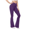 thumbnail image 4 of QATAINLAV Gifts for Girls Womens Flare Leggings Tummy Control Crossover High Waisted Stretchy Yoga Pants Wide Leg Gym Workout Leggings Purple XL, 4 of 9