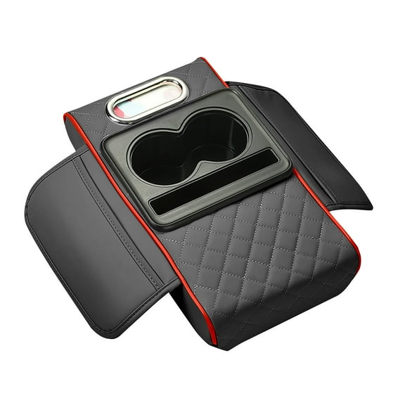 Car Armrest Cushion Cover with Storage Organizer Cup Holder Phone Slot for Sedans Interior Accessories Comfort Support