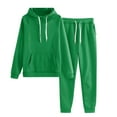 thumbnail image 2 of Idoravan 2 Piece Outfits Plus Size Lounge Sets for Women Clearance Women Color Hooded Sweatshirt and Pant Tracksuit Sport Suit Green XL, 2 of 3