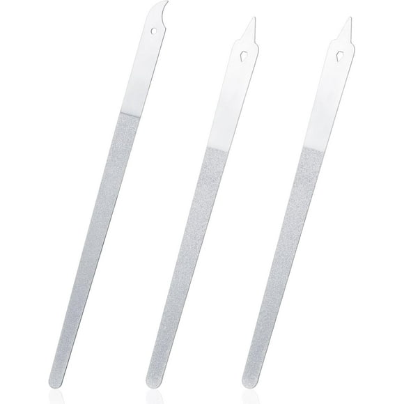 3 Pcs Diamond Nail File, Stainless Steel Diamond Deb Nail File with Sharp Pointed Tip Metal Nail File for Manicure Pedicure Silver