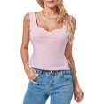 thumbnail image 2 of Mujeres Y2K Sexy Flaco Crop Tank Tops Sin Mangas Fruncido Bustier Sweetheart Cuello Tiras Top Abertura Lateral Recortado Chaleco Cami, 2 of 4