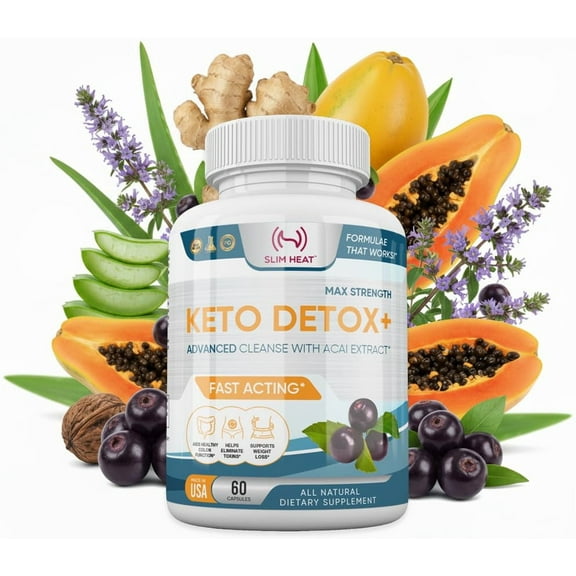 Keto Detox  Daily Colon Cleanse | Supports Bloating Relief, Digestive Health & Comfortable Regularity | with Psyllium Husk, Acai Berry, Inulin & Cape Aloe | 60 Capsules | Made in USA, NSF Certified