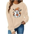 thumbnail image 6 of Women's Ghost Graphic Sweatshirts Halloween Long Sleeve Crew Neck Sweater Funny Cute Trendy Fall Sweat Shirts Tops Light Blue, S, 6 of 6