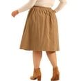 thumbnail image 3 of MODA NOVA Plus Size Skirt for Juniors Casual Knee a Line Faux Suede Skirts, 3 of 5