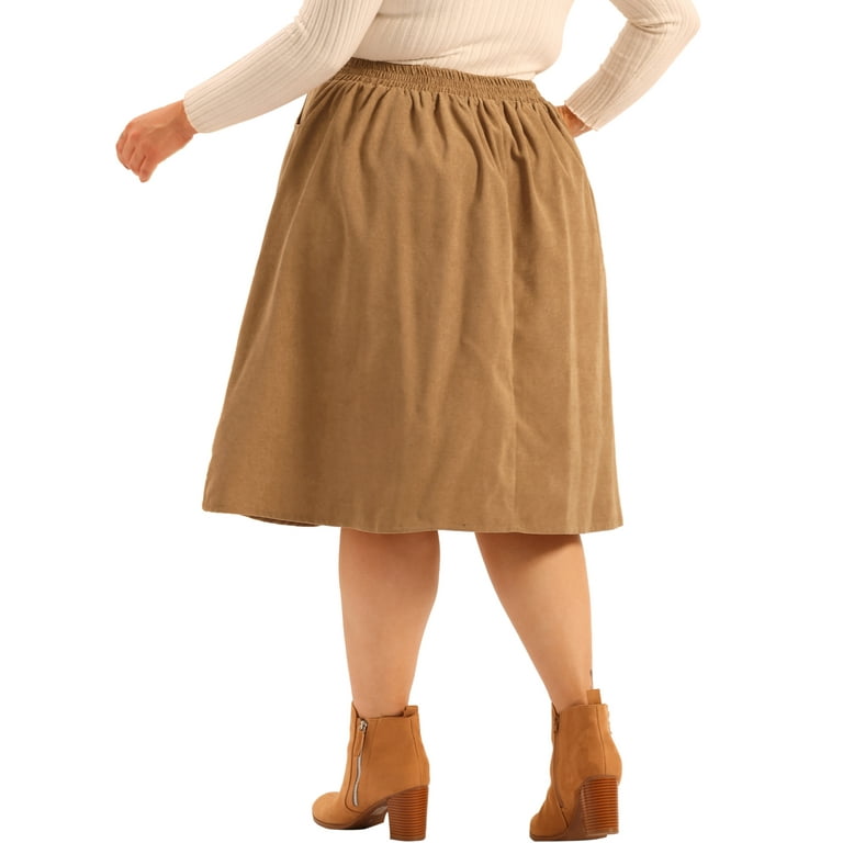 Unique Bargains Women's Plus Size Casual Knee a Line Faux Unique Bargains Women's Plus Size Casual Knee a Line Faux