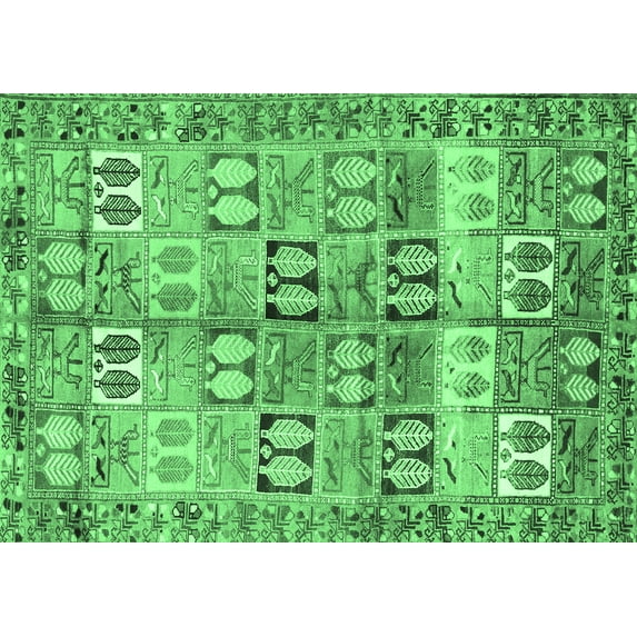 Ahgly Company Indoor Rectangle Persian Emerald Green Traditional Area Rugs, 2' x 4'