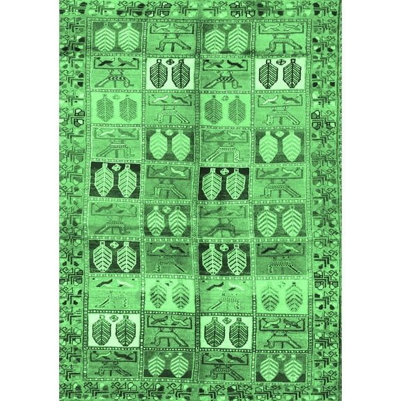 Ahgly Company Indoor Rectangle Persian Emerald Green Traditional Area Rugs, 5' x 7'