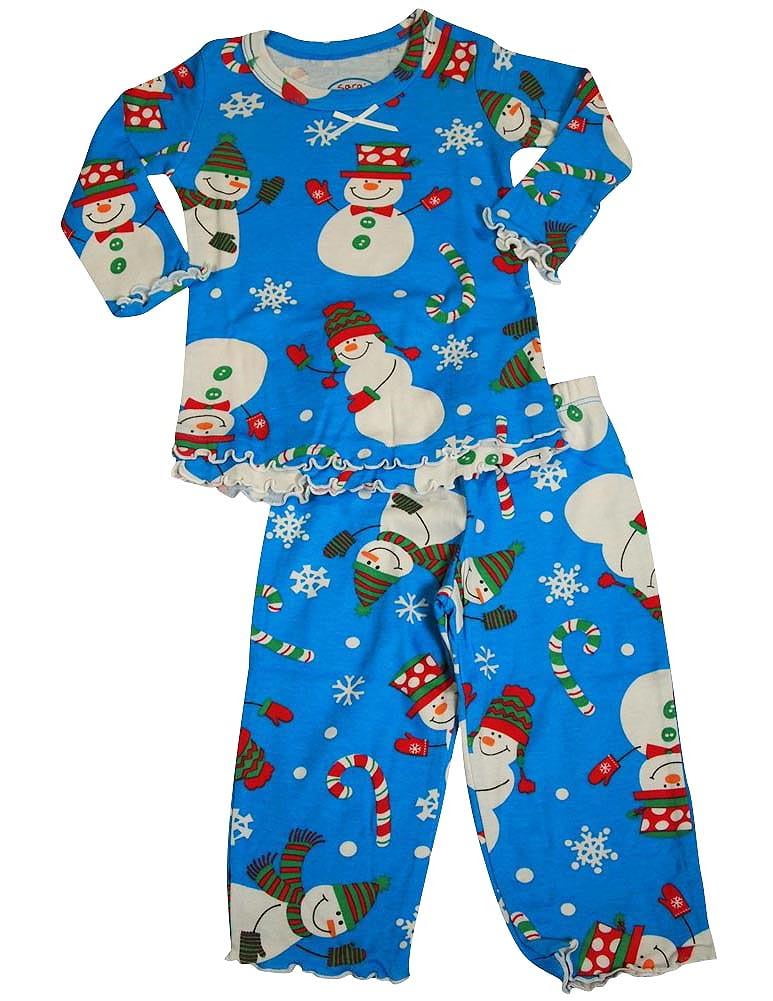 Skating Snowman Stands Girl Cotton Boys-Girls Sleepwear Pajama 2 Pcs Set