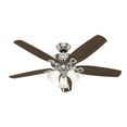 thumbnail image 2 of Hunter - Hinnman Indoor Ceiling Fan With Light, 52-inch, Brushed Nickel, Traditional-style, 3-speed WhisperWind Motor, 53227, for living rooms, bedrooms, home offices, kitchens, 2 of 5