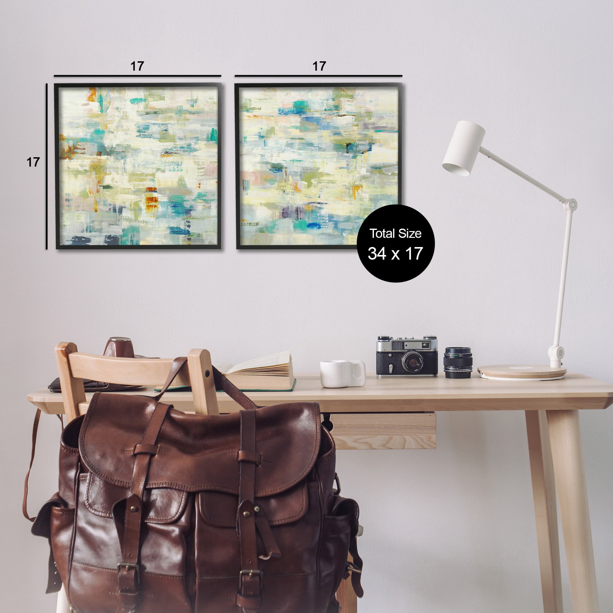 Stupell Industries Complex Patterned Abstraction Abstract Painting Black Framed Art Print Wall Art, 17 x 17, Set of 2