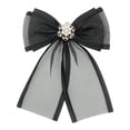 thumbnail image 1 of INSPIRE CHIC Broche de mujer Clip Malla Flor Perlas Rhinestone Color Sólido Lazo Negro, 1 of 5