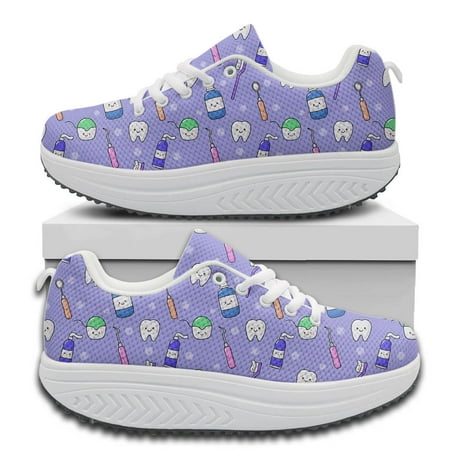 

INSTANTARTS 2024 New Style Women s Lace-up Swing Sneakers Casual Platform Shoes Tooth Cartoon Pattern Dental Care Print Footwear