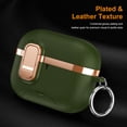 thumbnail image 4 of Rugged Shockproof Case for AirPods Pro 3, Electroplating & Leather Texture Design Cover for Airpods Pro 3rd Generation 2025 with Switch and Carabiner, 4 of 11