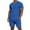 Blue, variant on VBTAPA Mens 2 Piece Summer Outfits Waffle Knit V Neck Lapel Shirt and Shorts Set Solid Casual Track Suit with Pockets Black XXXL