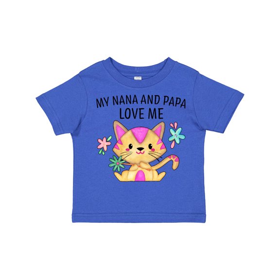 Inktastic My Nana and Papa Love Me with Cute Kitten and Flowers Boys or Girls Toddler T-Shirt