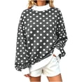 thumbnail image 2 of Axdhxbd Oversized Sweatshirt for Women Mock Neck Sweatshirts Fashion Polka Dot Print Long Sleeve Pullover Tops Loose Fit Fall Winter Going Out Sweatshirts S-4XL, 2 of 9
