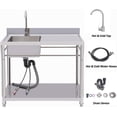 thumbnail image 3 of Miumaeov Commercial Stainless Steel Kitchen Sink Single Bowl Restaurant Kitchen Sink Set with Faucet Drainboard and Storage Shelf Prep & Utility Sink for Garage Restaurant, 3 of 13