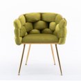 thumbnail image 5 of Luxury Velvet Accent Chair, Modern Upholstered Chair with Metal Frame, Stylish Woven Back, Gold Frame, Single Leisure Arm Chair for Living Room, Bedroom, Office, Balcony, Olive Green, 5 of 8