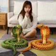 thumbnail image 4 of Simulation 3d Cobra Serpent Reptile Cobra Python Peluche Animal Crossing Peluche Décoration Cadeau Enfant Réconfortant Dol Q0727, 4 of 7