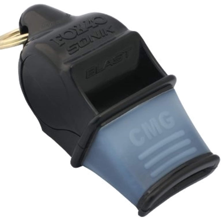 Fox 40, Sonik Blast CMG 3-Chamber Pealess Whistle + Lanyard, Black