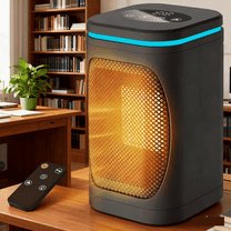 9.5" Portable Space Heater, Indoor Space Heater with Remote Control, 1500W Electric Space Heater Desktop Heater with 6H Timer & Thermostat & Adjustable Settings