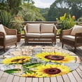 thumbnail image 5 of 7ft Round Rug, Sunflowers Non-Skid Rubber Backing Large Area Rugs - Living Room Bedroom Home Office, Botanical Floral Farmhouse Retro Wood Grain Indoor Floor Mat Carpets Washable Rug, 5 of 9