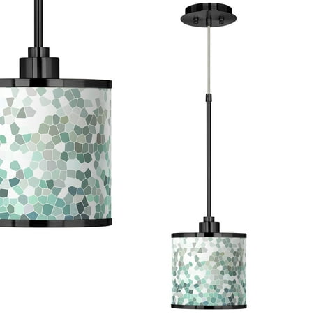 

Giclee Glow Aqua Mosaic Giclee Black Mini Pendant Light