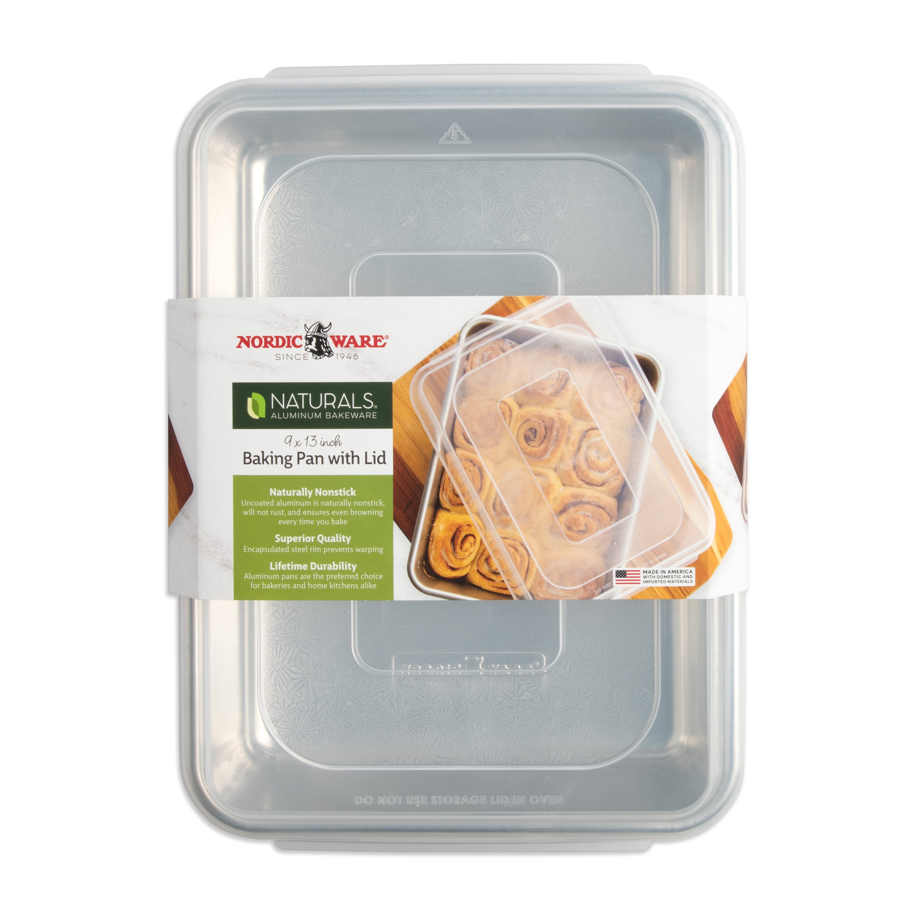 Nordic Ware Naturals 9" x 13" Aluminum Rectangular Cake and Baking Pan with Lid