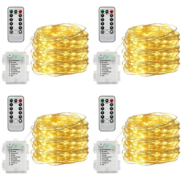 Guirlande Lumineuse [Lot de 4], Mini Guirlande LED a Pile 5m 50 LEDs  Intérieur et Extérieur Décoration Lumière pour Chambre Noël