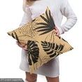 thumbnail image 4 of Ambesonne Leaves Fabric by the Yard Upholstery, Monstera Plants on Stripes, 5 Yards, Black Ginger and White, 4 of 4