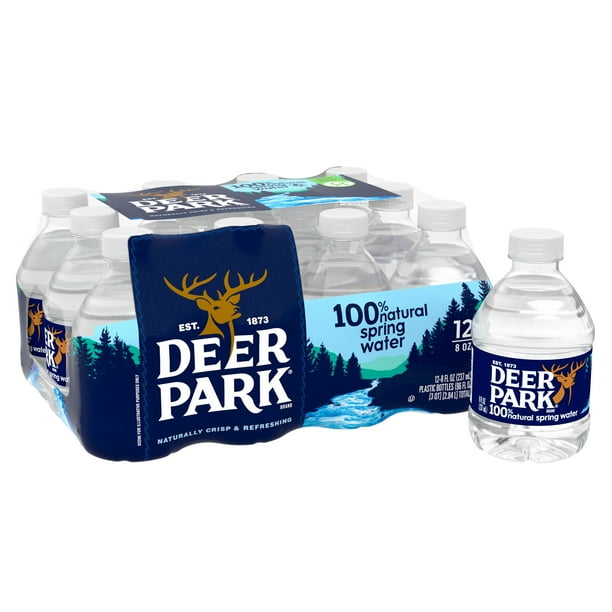 DEER PARK Brand 100 Natural Spring Water, 8ounce mini plastic bottles (Pack of 12) Walmart