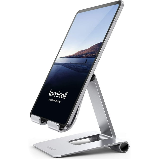 CPDD Support de Tablette Réglable - Support de Tablette Rotatif à 360 Degrés, Station d'Accueil de Bureau, Compatible avec iPad Pro 11 / 12.9, Mini, Air, Tabs, Kindle et Tablette 4.7 Pouces - 13 Pouces - Argent Clair