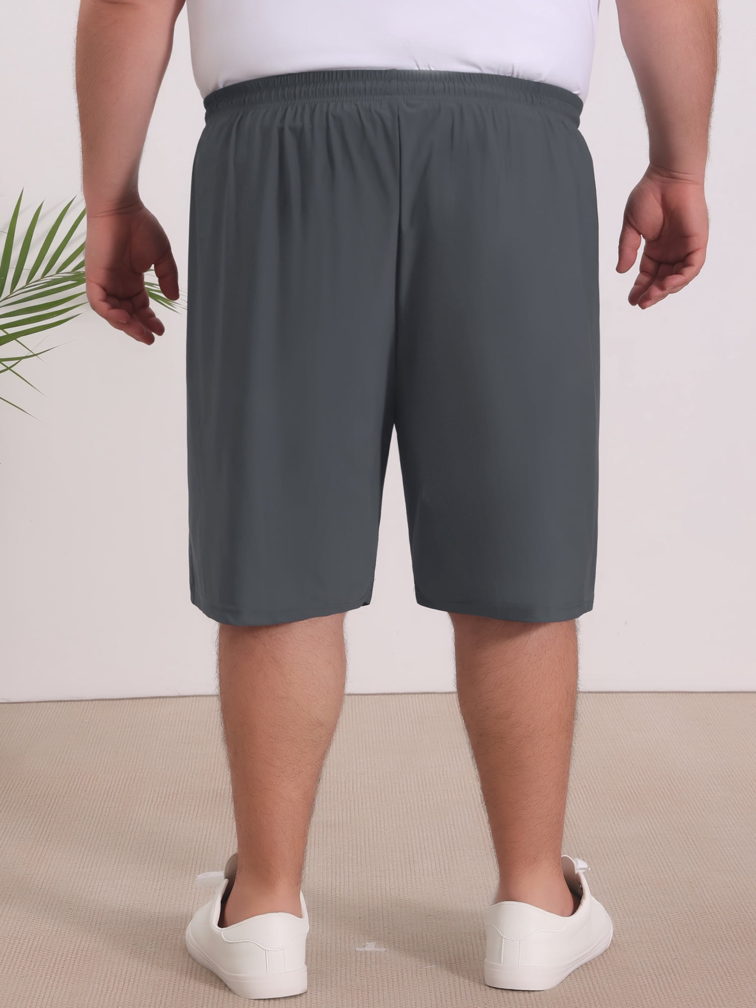 DARING DIVA Men's Zipper Pockets Above Knee Drawstring Waist Sport Shorts 3XL Gray