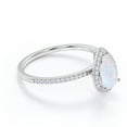 thumbnail image 3 of JeenMata 1.25 ct Pear Cut Opal and Moissanite Halo Wedding Ring in 18k White Gold over Silver, 3 of 7