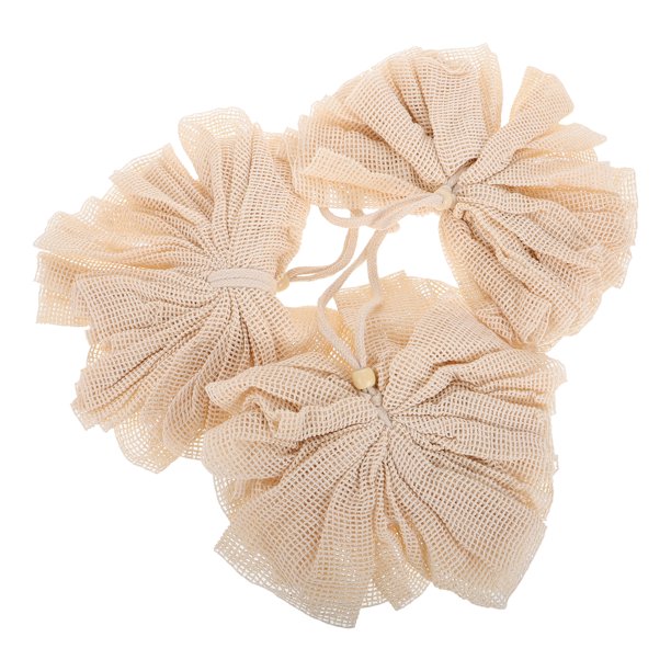 3 esponjas exfoliantes de malla para ducha y baño, de fibra de sisal natural, para limpieza profunda, para hombres y mujeres, color amarillo claro